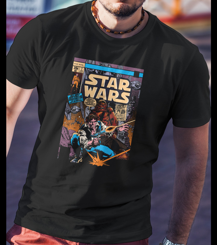 Star Wars Han Solo And Chewbacca Vintage Comic Cover 35¢ Edition January Marvel T-Shirt