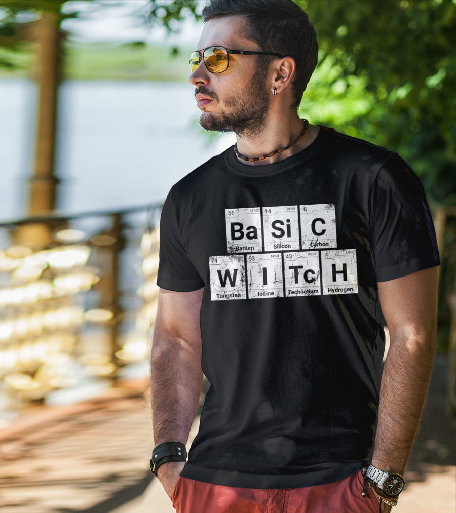 Basic Witch Ba Si C Witch Periodic Table Halloween Scratched T-Shirt