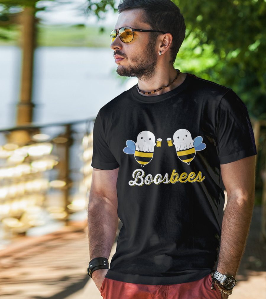 Boosbees Cute Cartoon Bees Cheers With Beer Glasses T-Shirt