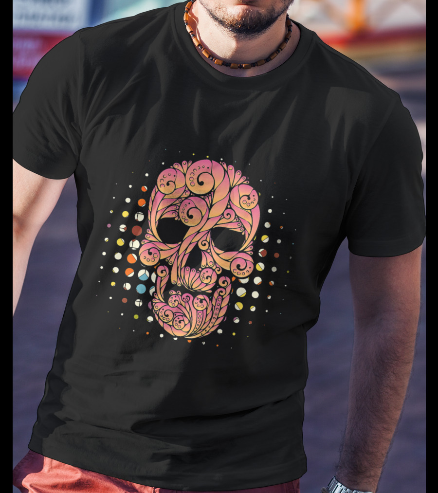 Floral Skull Psychedelic Swirls T-Shirt