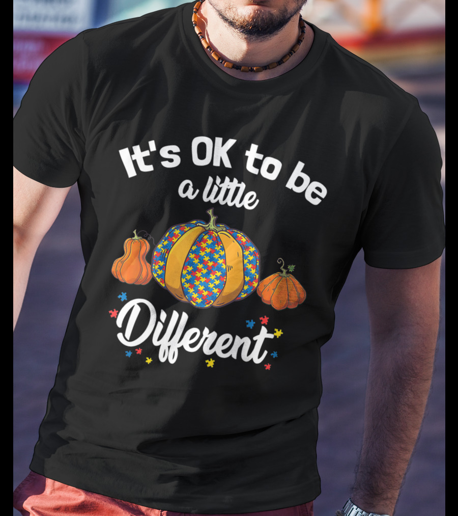 It's OK To Be A Little Different Autism Pumpkin Halloween T-Shirt