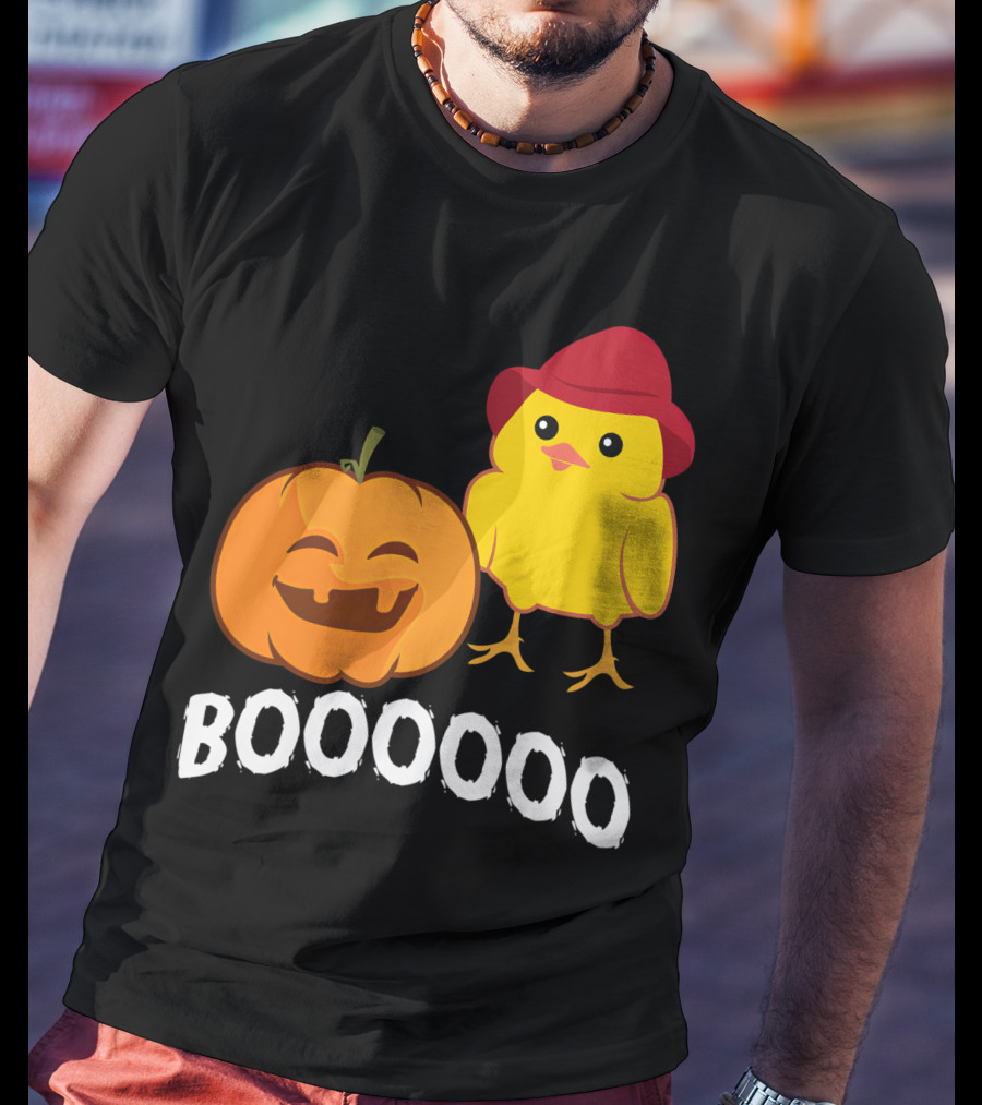BOOOOO Halloween Funny Pumpkin And Chicken T-Shirt