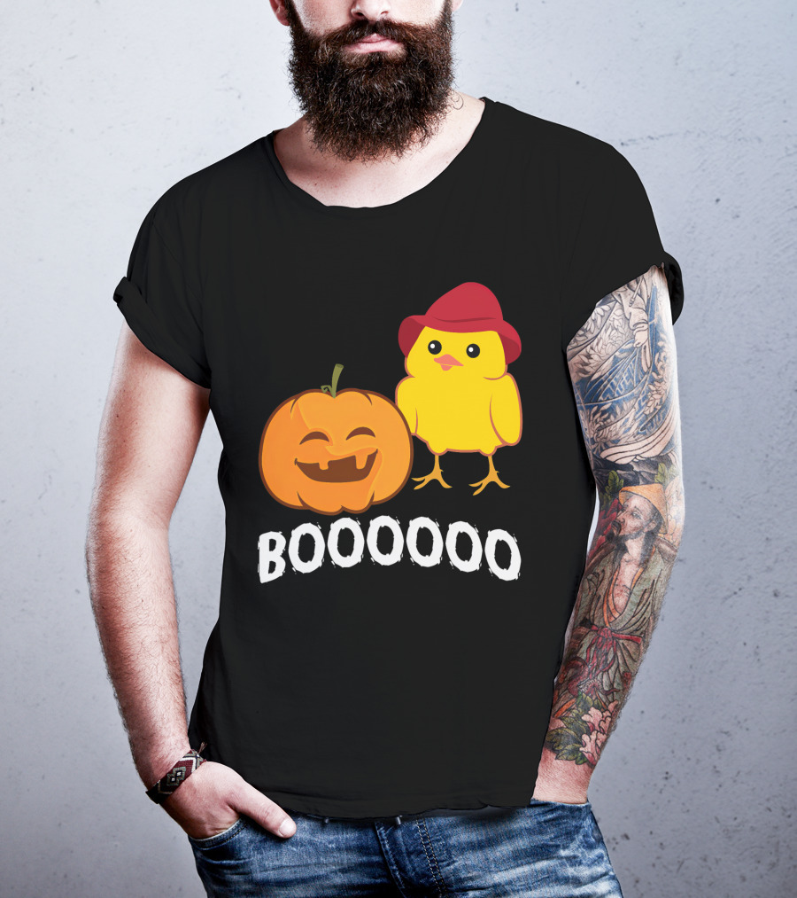 BOOOOO Halloween Funny Pumpkin And Chicken T-Shirt