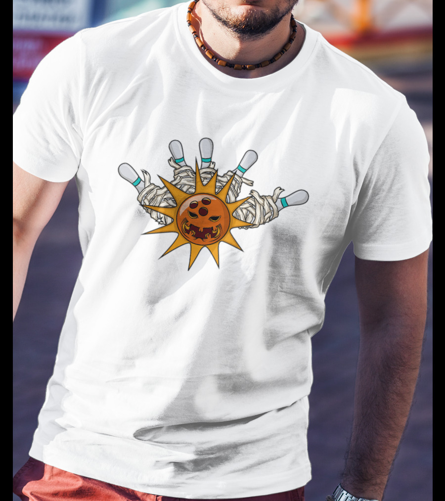 Halloween Jack O Lantern Bowling Mummy Pins Funny Bowler T-Shirt