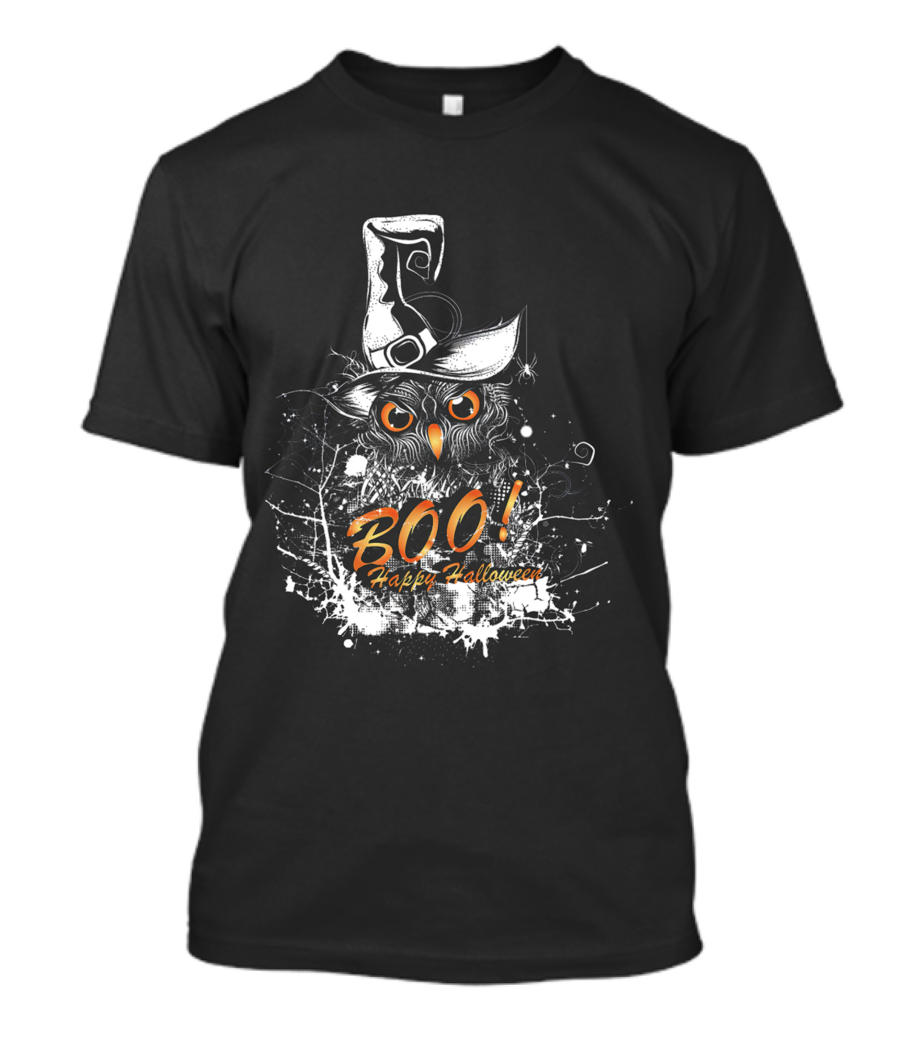 BOO Happy Halloween Owl With Witch Hat T-Shirt
