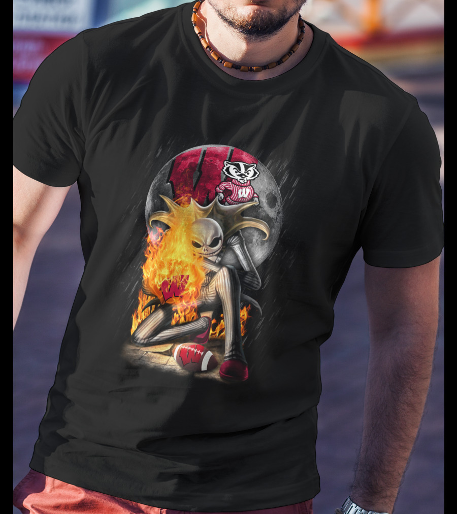 Jack WB Wisconsin Badgers Nightmare Crossover Football T-Shirt