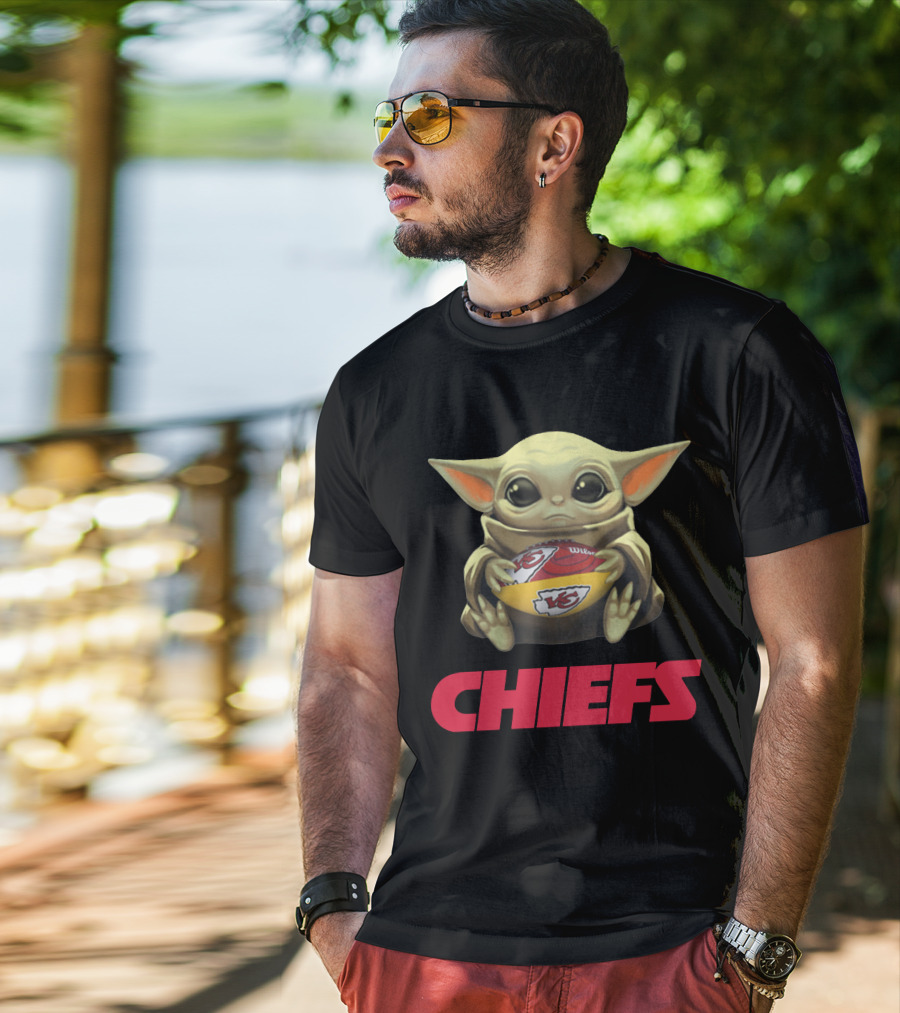 Baby Yoda Kansas City Chiefs Football T-Shirt