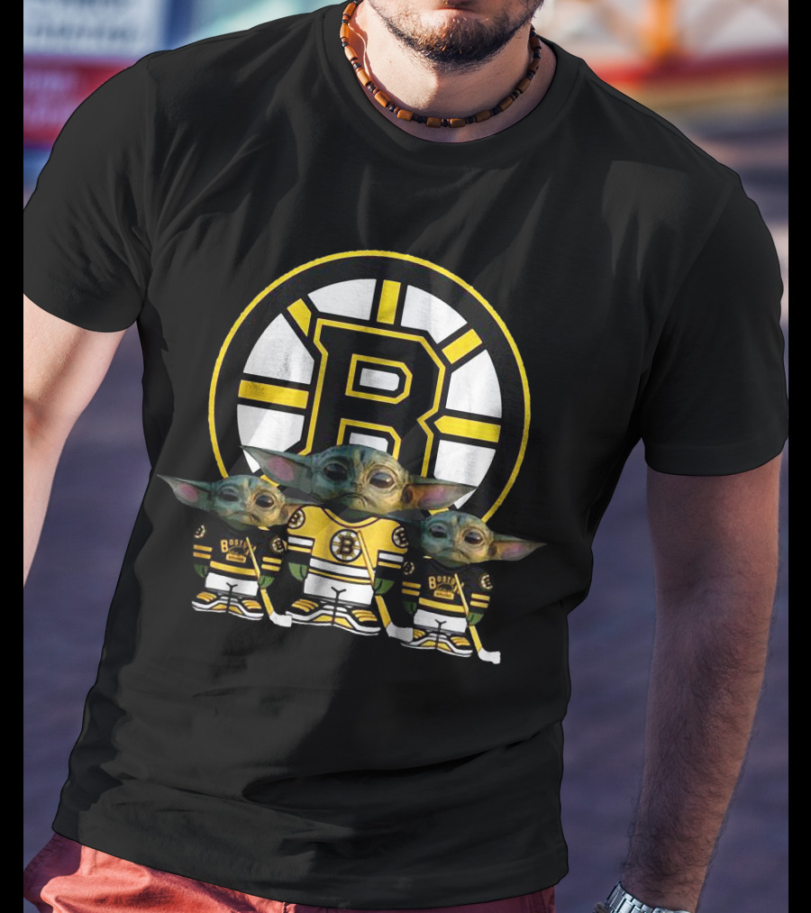 Boston Bruins Hockey Team Bruins Logo With Characters T-Shirt