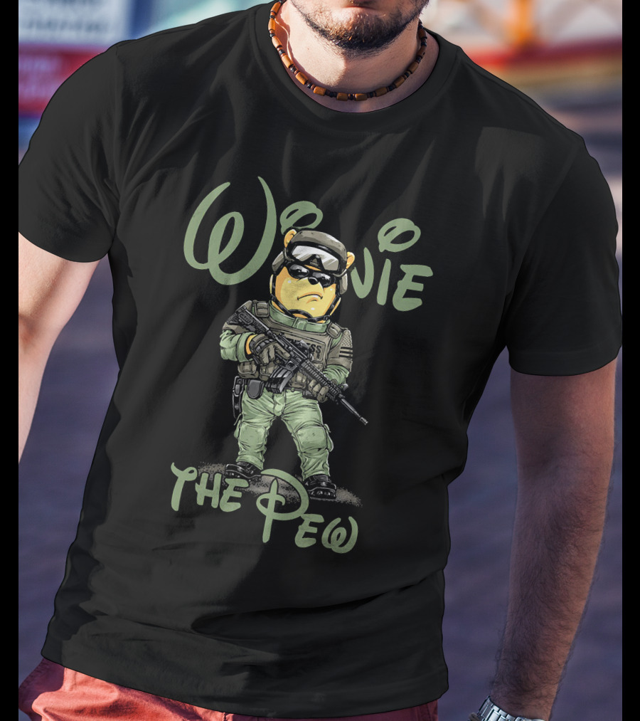 Winnie The Pew Tactical Bear With Sunglasses And Rifle T-Shirt