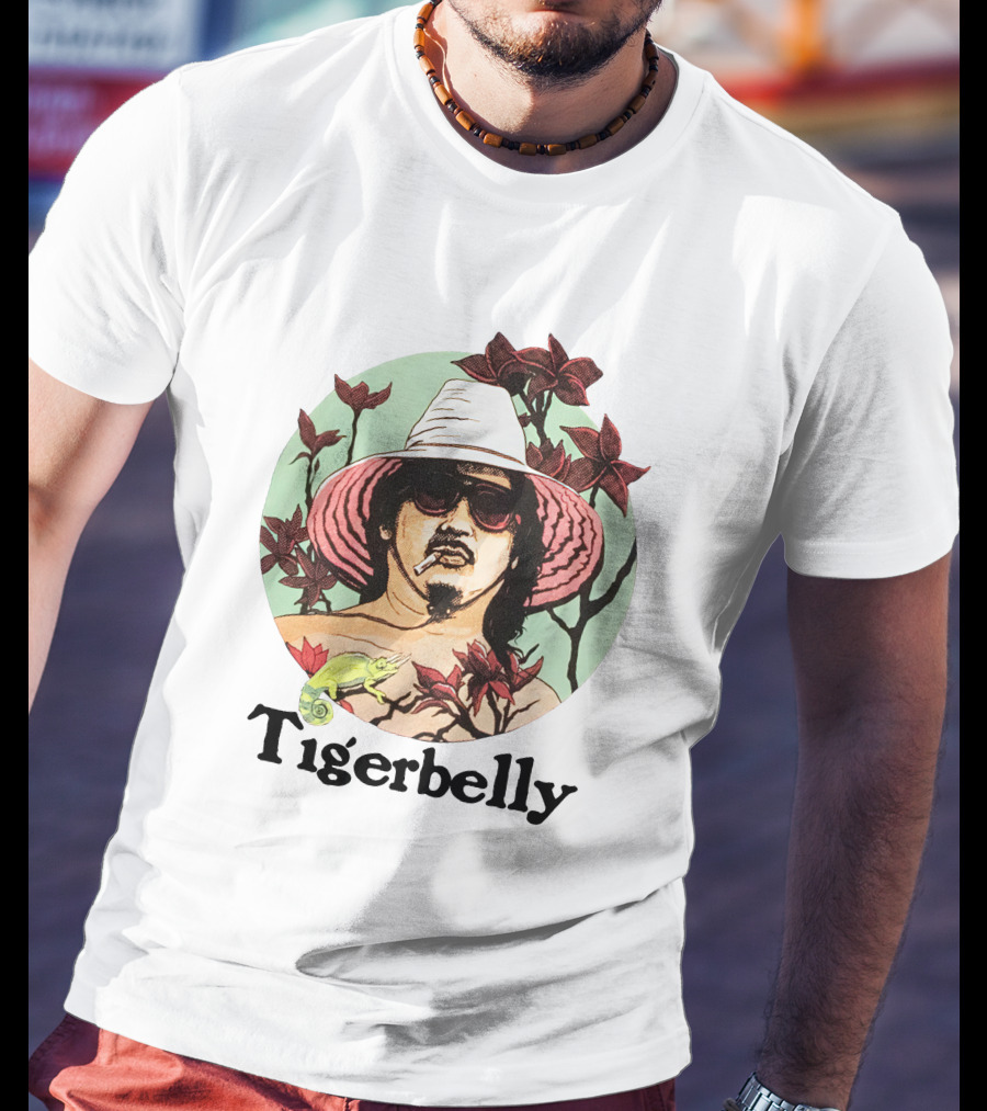 Tigerbelly Tropical Hat Person Surrounded By Flowers And Lizard T-Shirt