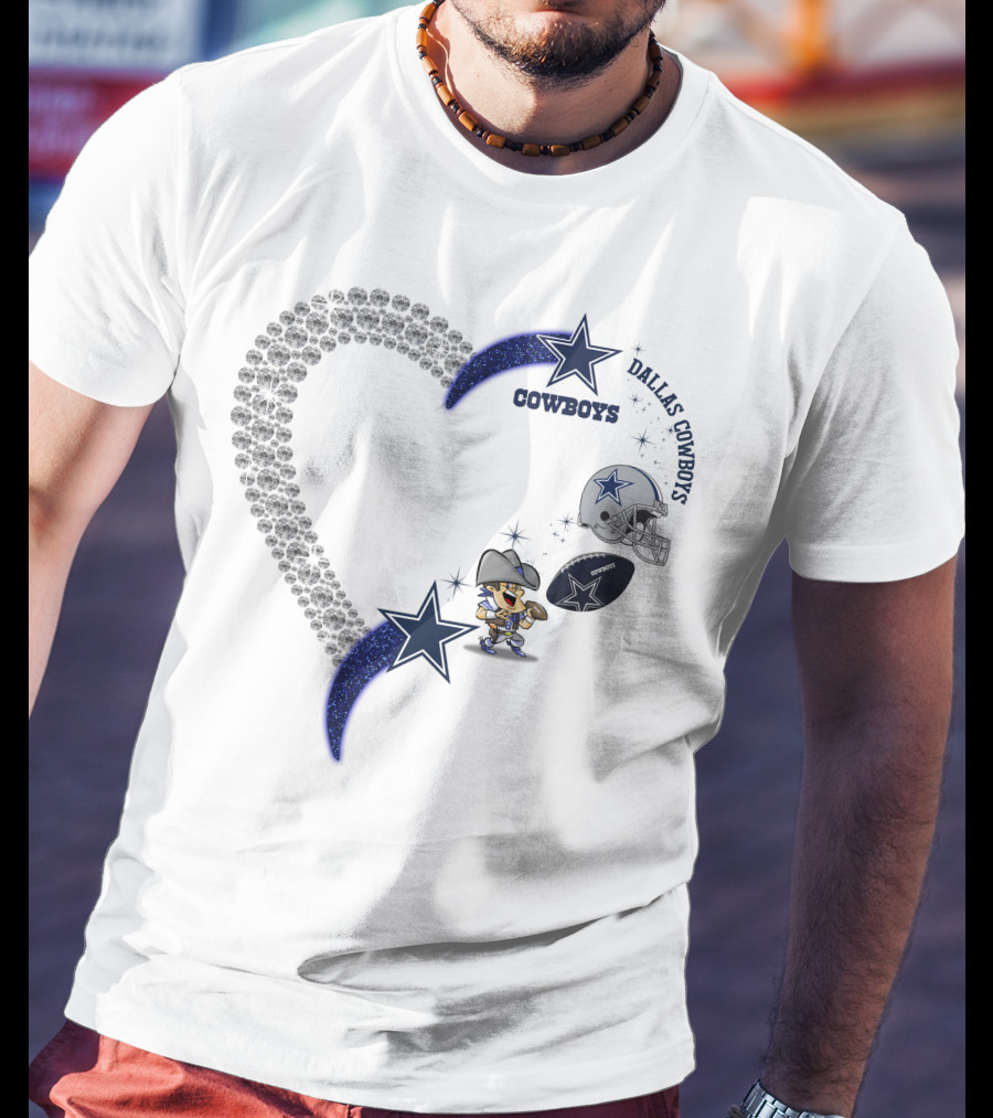 Dallas Cowboys Heart Logo With Star And Helmet T-Shirt
