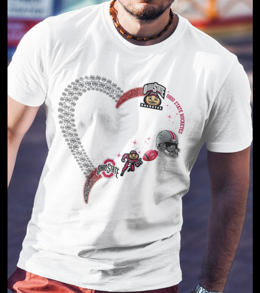 Ohio State Buckeyes Heart Brutus 1908 Football Helmet T-Shirt