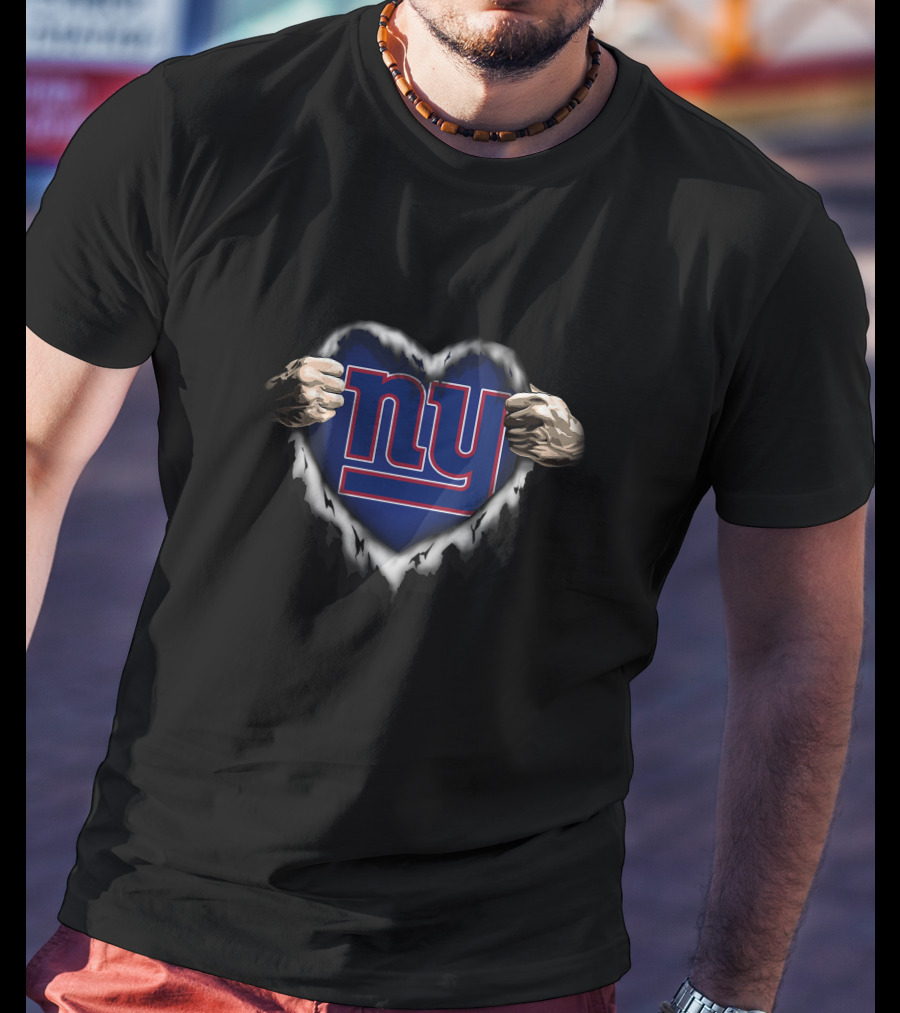 New York Giants Heart Ripped NY T-Shirt