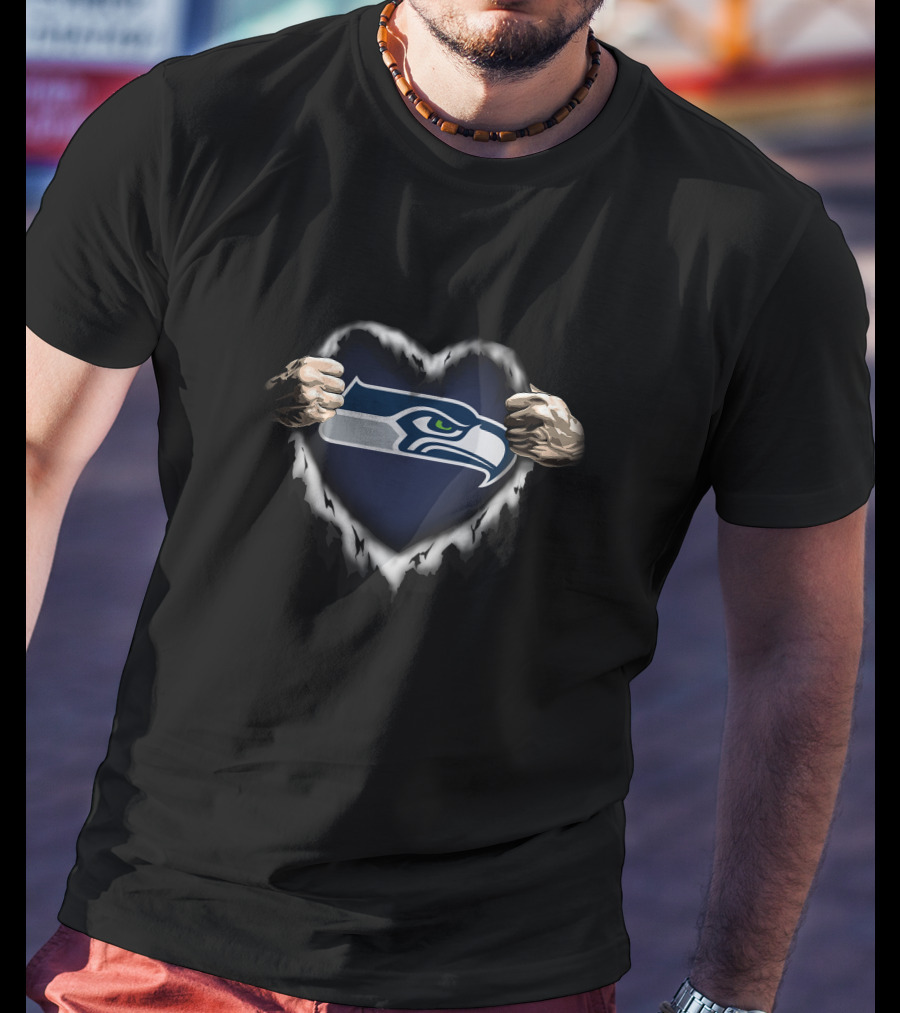 Seattle Seahawks Ripped Heart T-Shirt