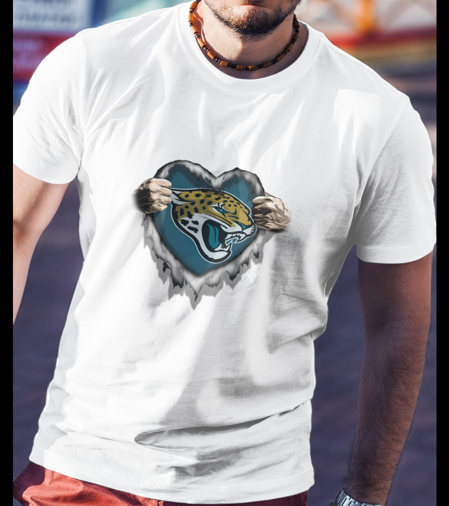 Jacksonville Jaguars Ripped Heart T-Shirt