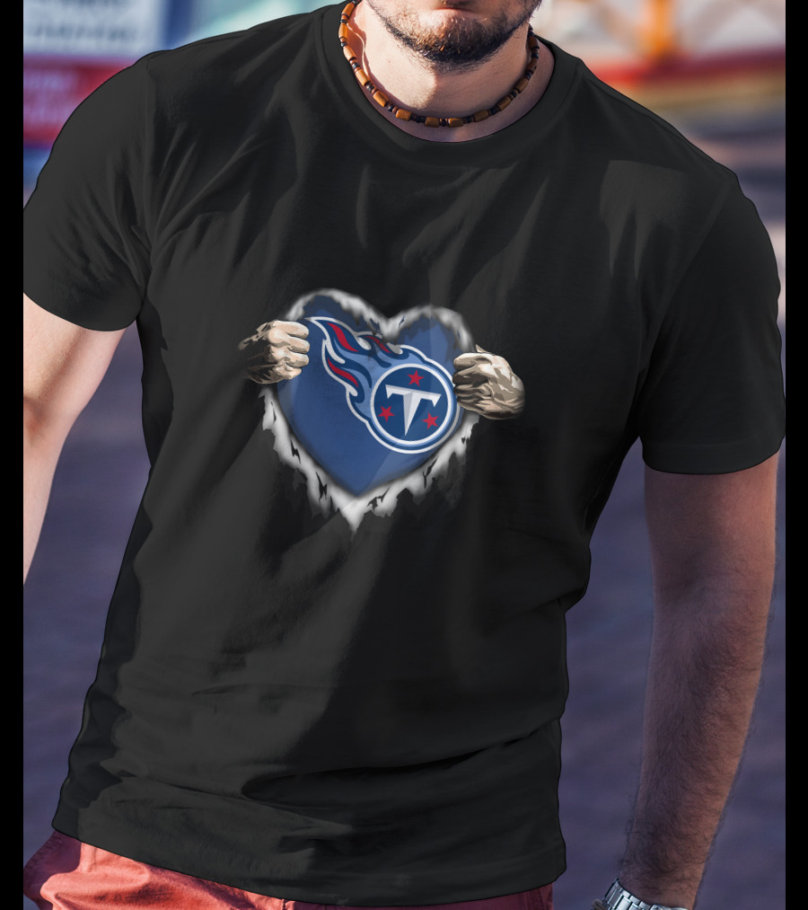 Tennessee Titans Ripped Heart T-Shirt
