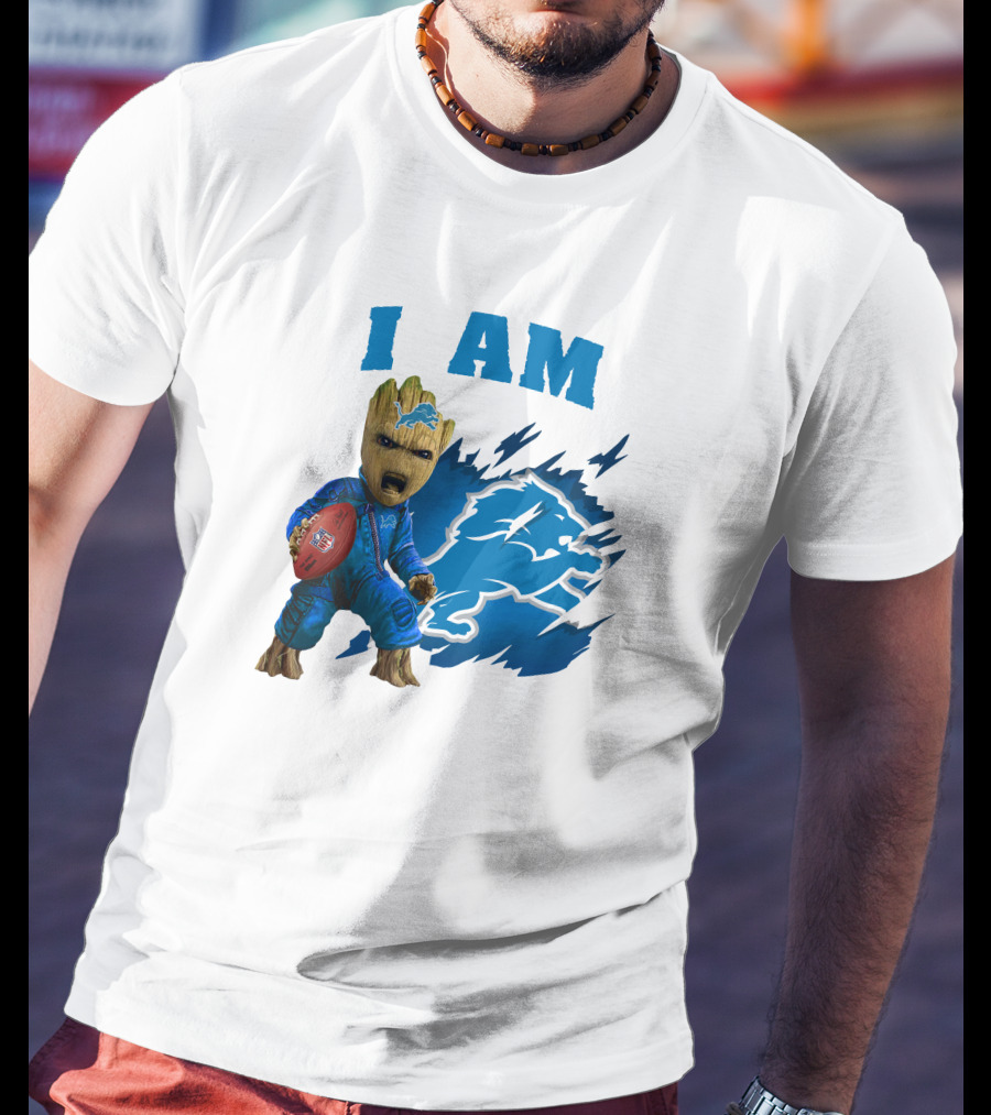I Am Groot Detroit Lions Football Fan Mashup T-Shirt