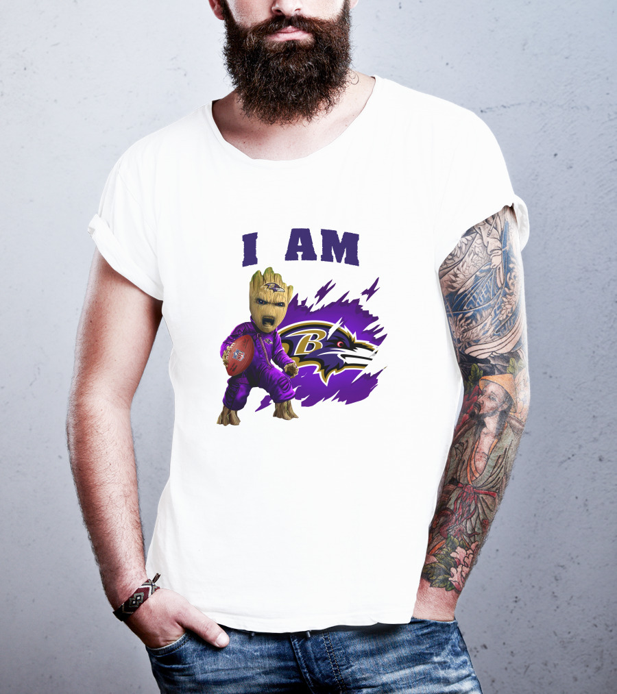 I Am Groot Baltimore Ravens Football Fan T-Shirt