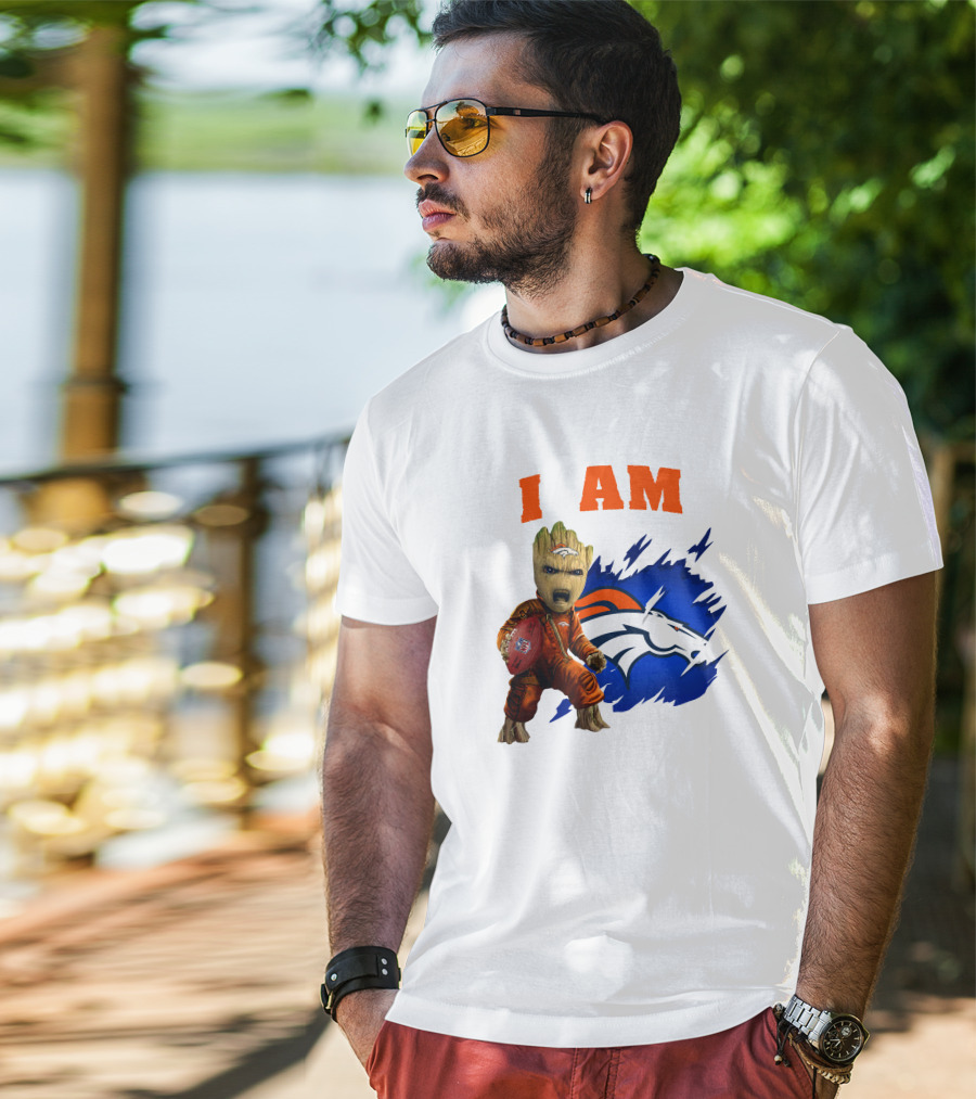 I Am Groot Denver Broncos Football Fan Character T-Shirt