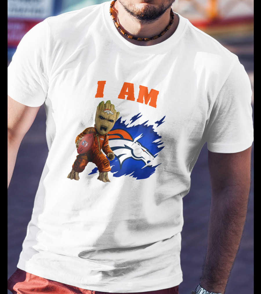 I Am Groot Denver Broncos Football Fan Character T-Shirt