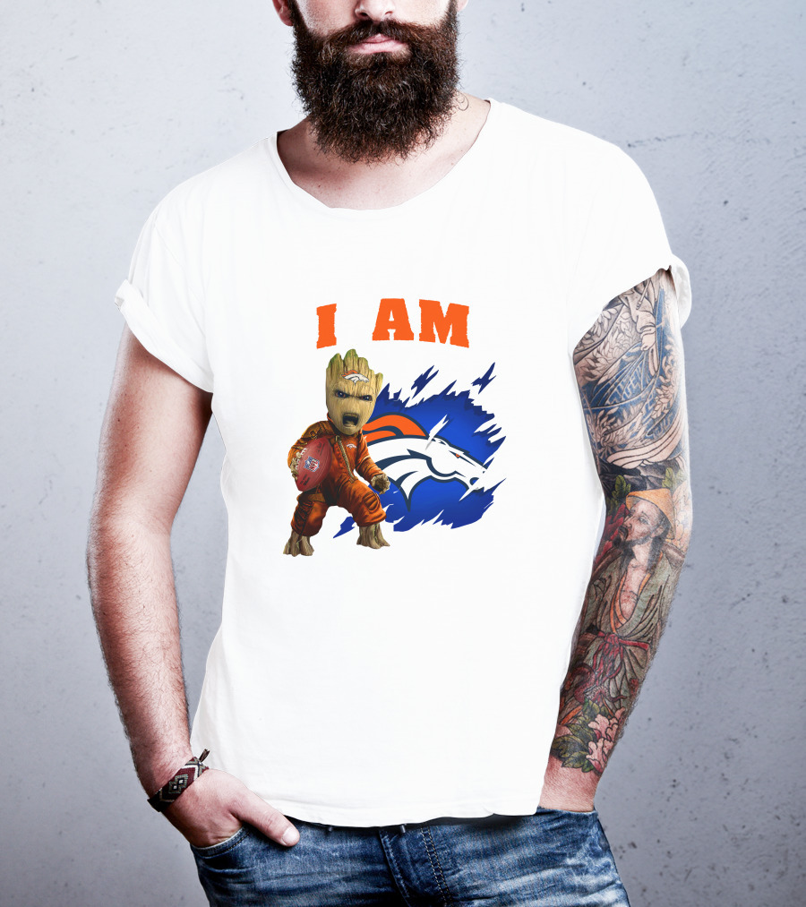 I Am Groot Denver Broncos Football Fan Character T-Shirt