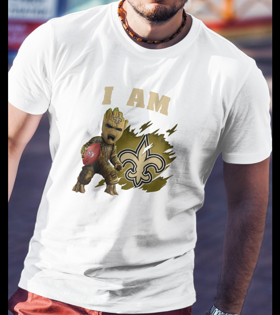 I Am Groot New Orleans Saints Football Fleur-de-lis T-Shirt