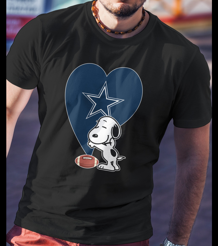 Dallas Cowboys Snoopy Heart Hug Football T-Shirt