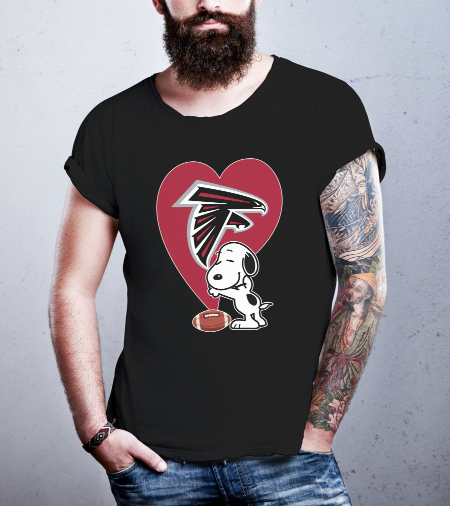 Atlanta Falcons Snoopy Heart Football Hug T-Shirt