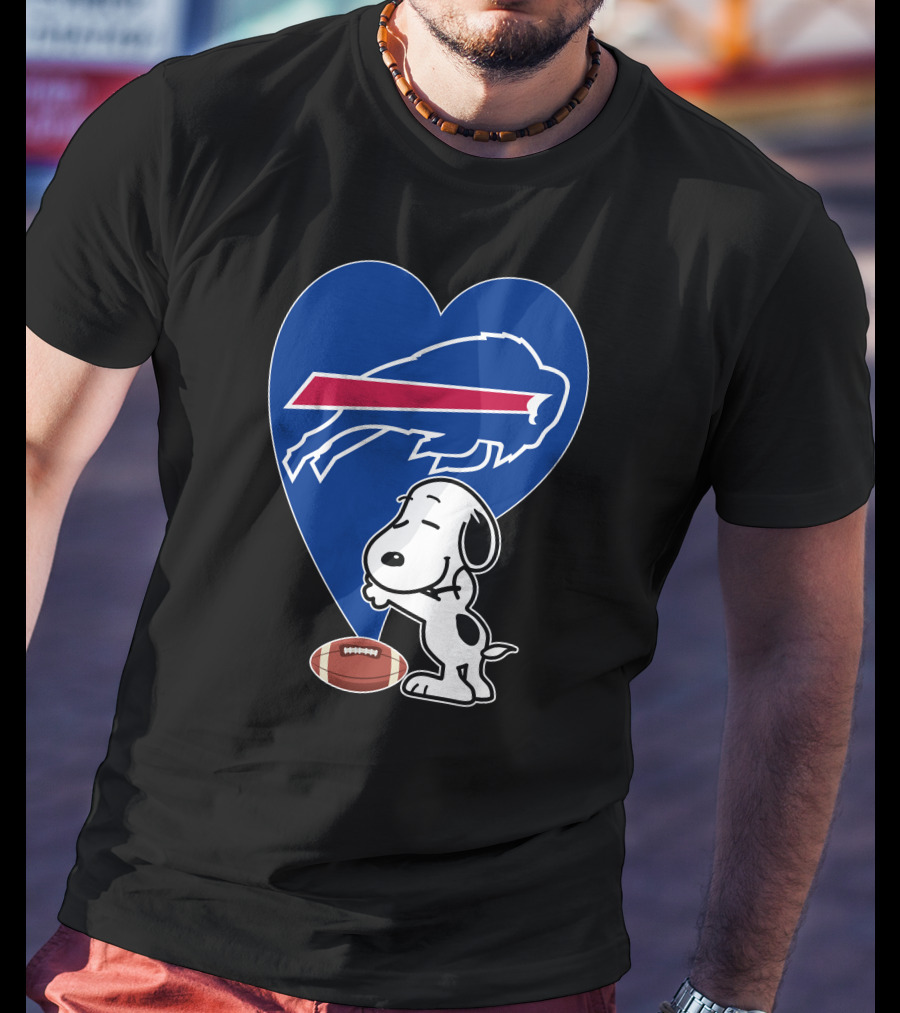 Buffalo Bills Snoopy Hug Heart Football T-Shirt