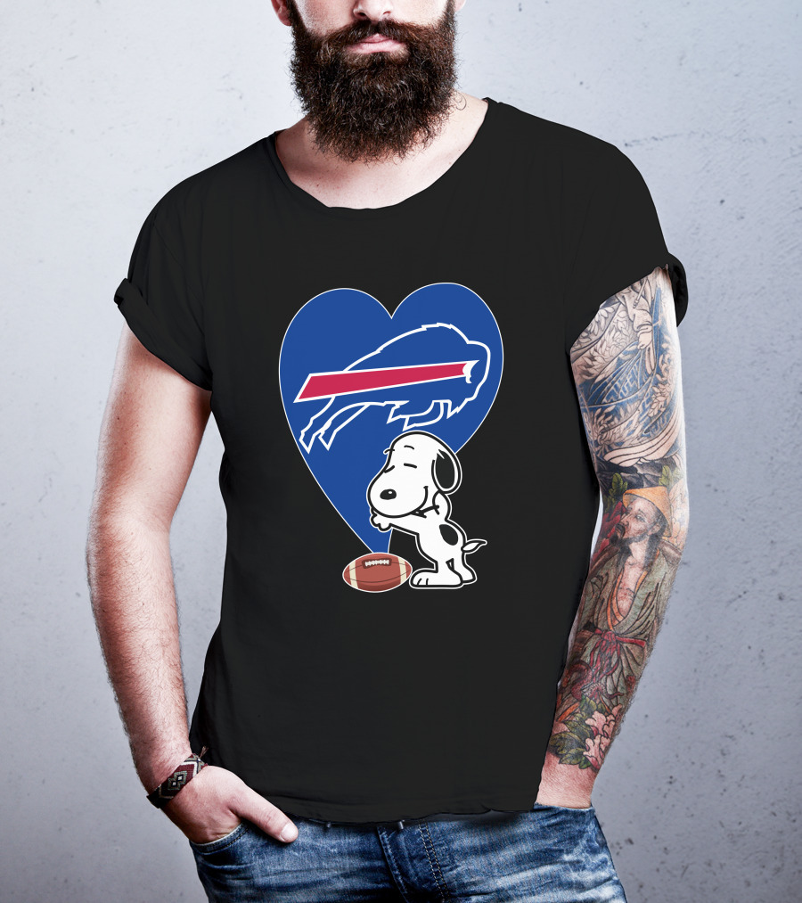 Buffalo Bills Snoopy Hug Heart Football T-Shirt