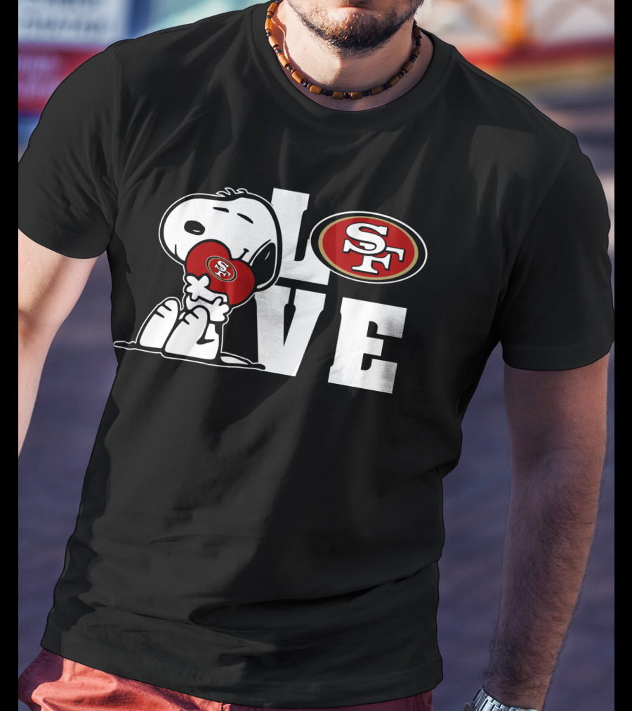 Snoopy Love San Francisco 49ers SF Logo Peanuts Football T-Shirt