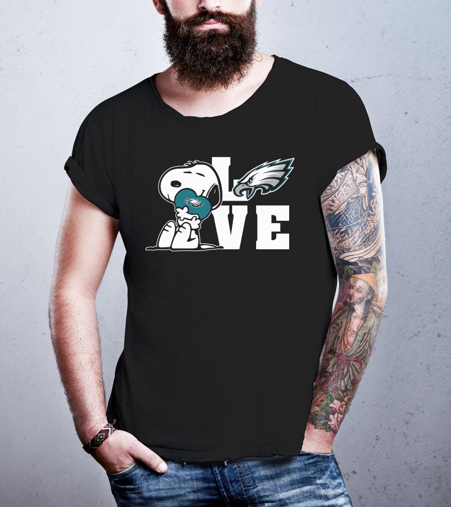 Snoopy Love Philadelphia Eagles Heart T-Shirt
