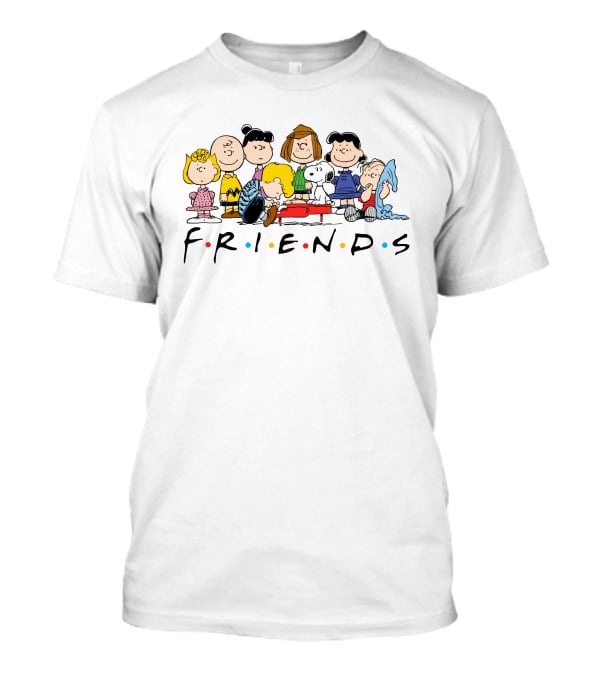 Friends Snoopy Peanuts Characters With Charlie Brown And Friends Text T-Shirt