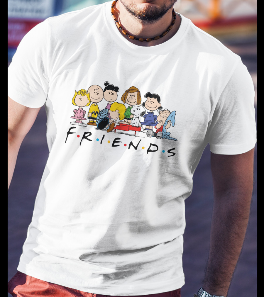 Friends Snoopy Peanuts Characters With Charlie Brown And Friends Text T-Shirt