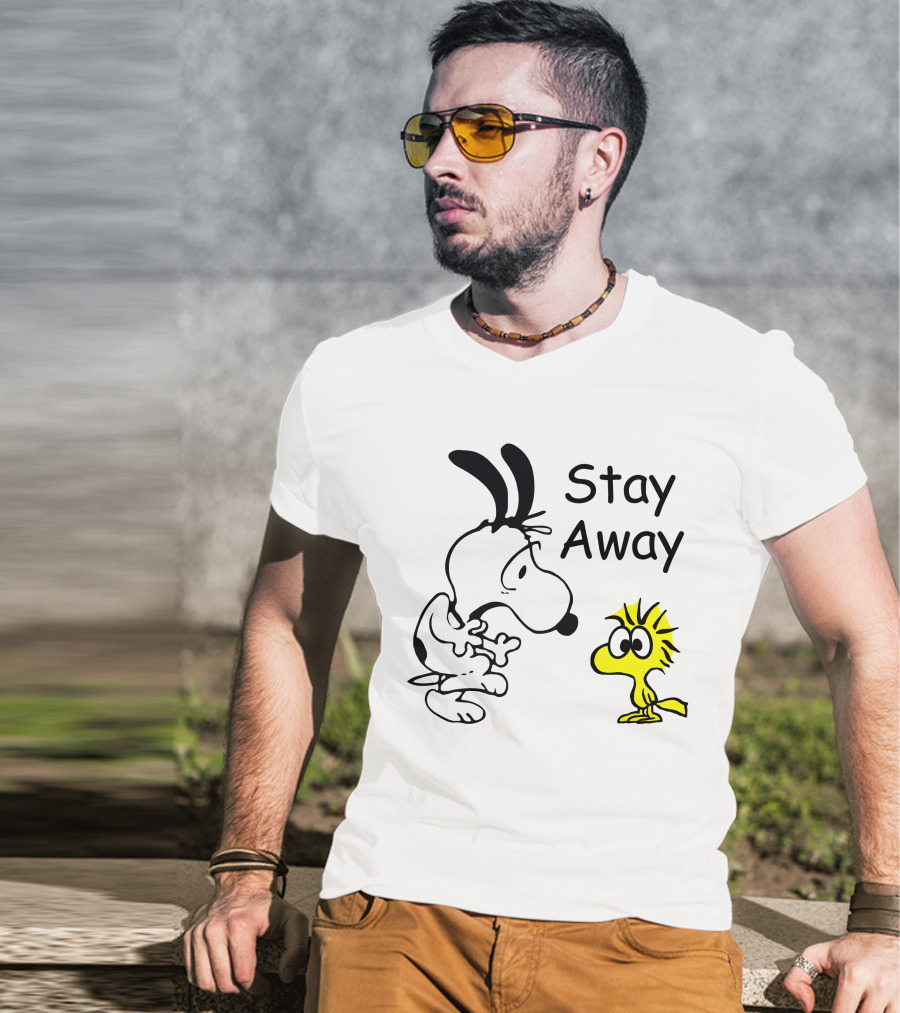 Stay Away Snoopy And Woodstock Confrontation T-Shirt