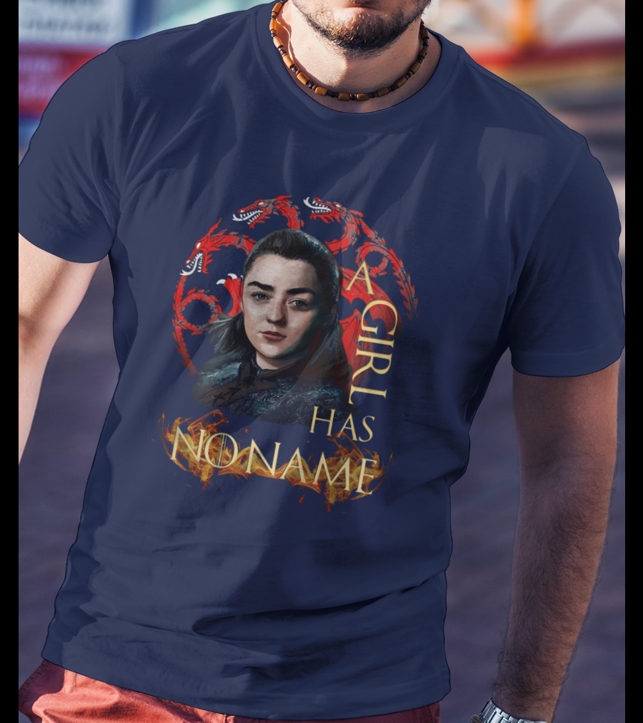 Arya Stark A Girl Has No Name Dragon Symbol Background T-Shirt