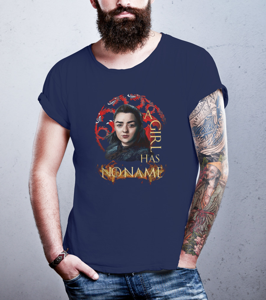 Arya Stark A Girl Has No Name Dragon Symbol Background T-Shirt