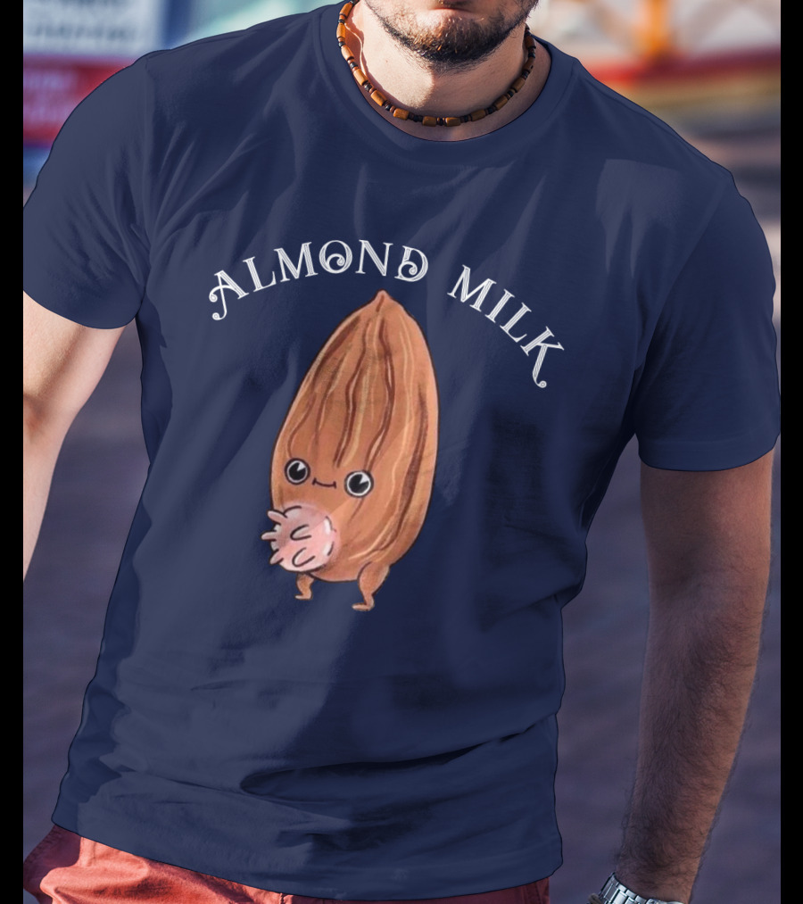 ALMOND MILK Cute Cartoon Character With Large Eyes And Smiling Face T-Shirt