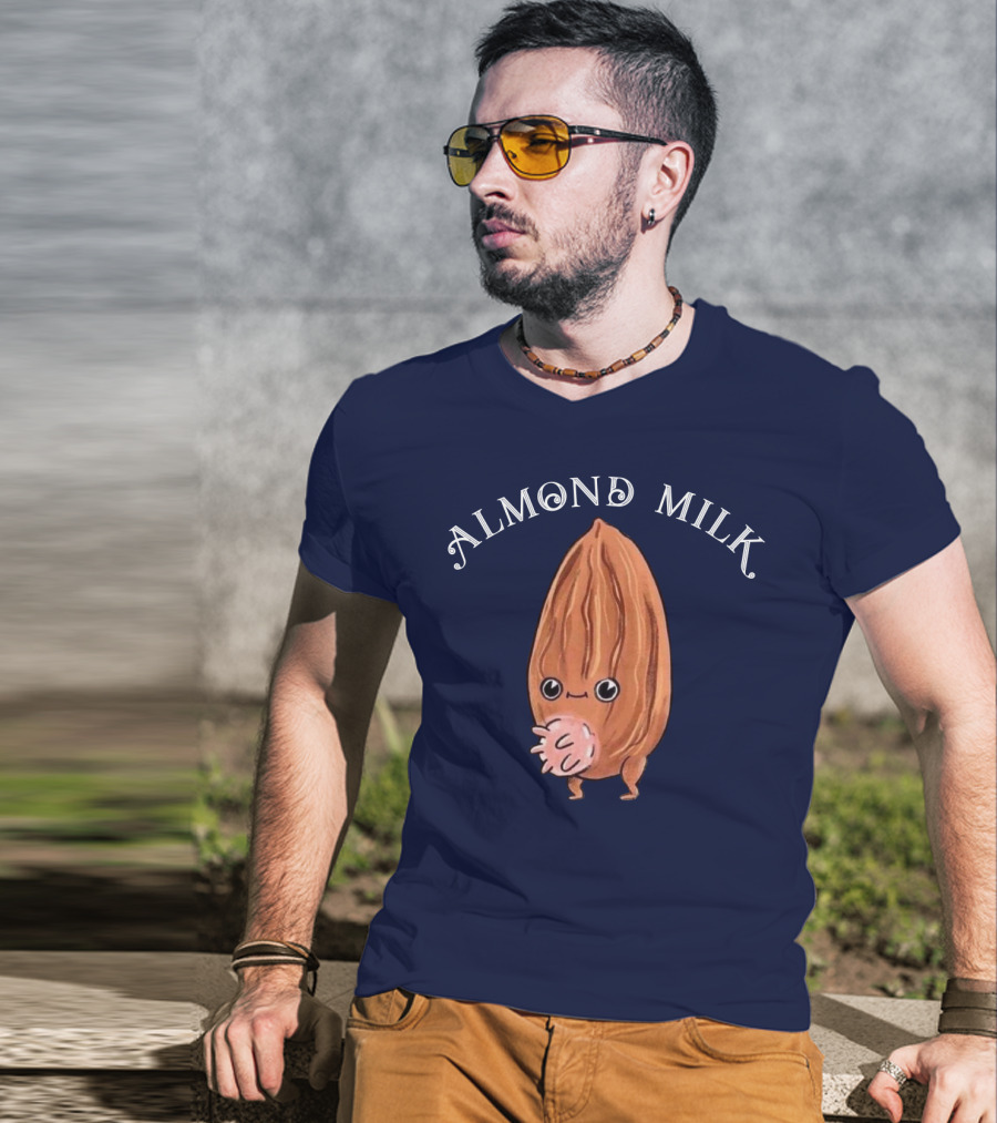 ALMOND MILK Cute Cartoon Character With Large Eyes And Smiling Face T-Shirt