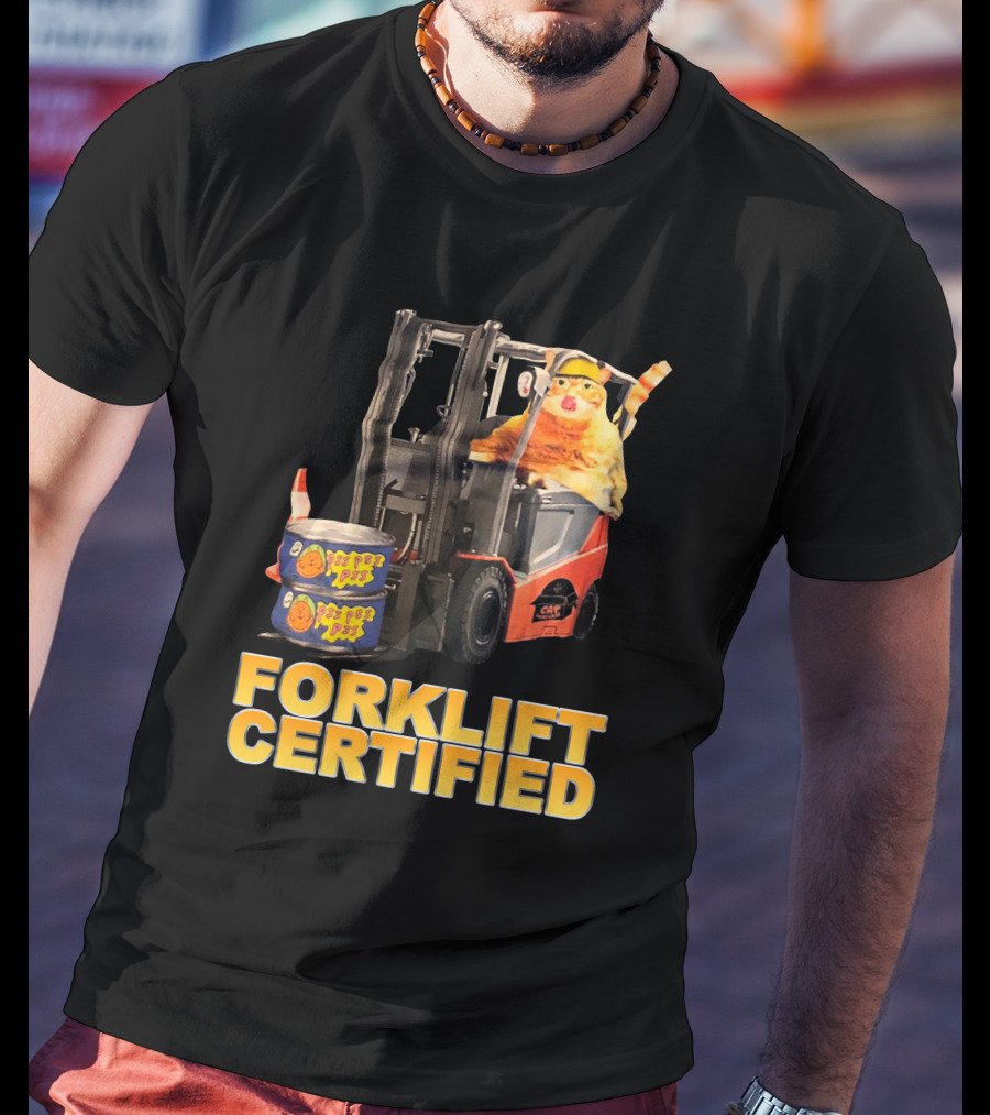 Forklift Certified Cat With Chef Pepe Soup Cans T-Shirt
