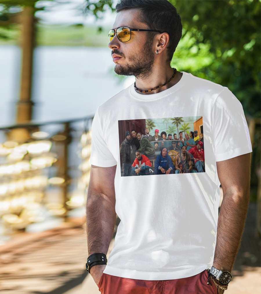 WCHH Hip Hop Legends Collage Icons In Urban Street Scene T-Shirt