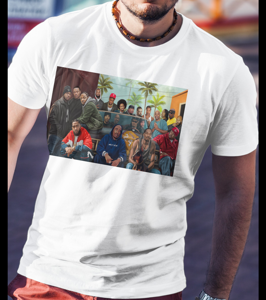 WCHH Hip Hop Legends Collage Icons In Urban Street Scene T-Shirt