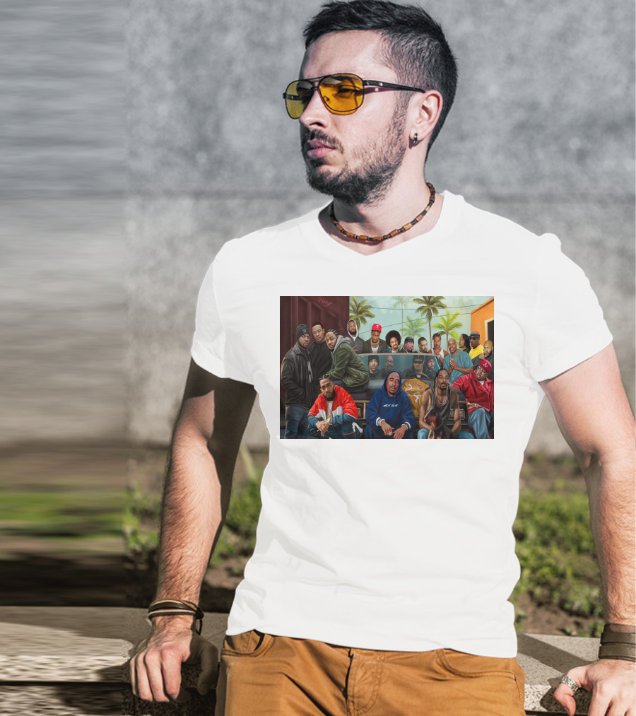 WCHH Hip Hop Legends Collage Icons In Urban Street Scene T-Shirt