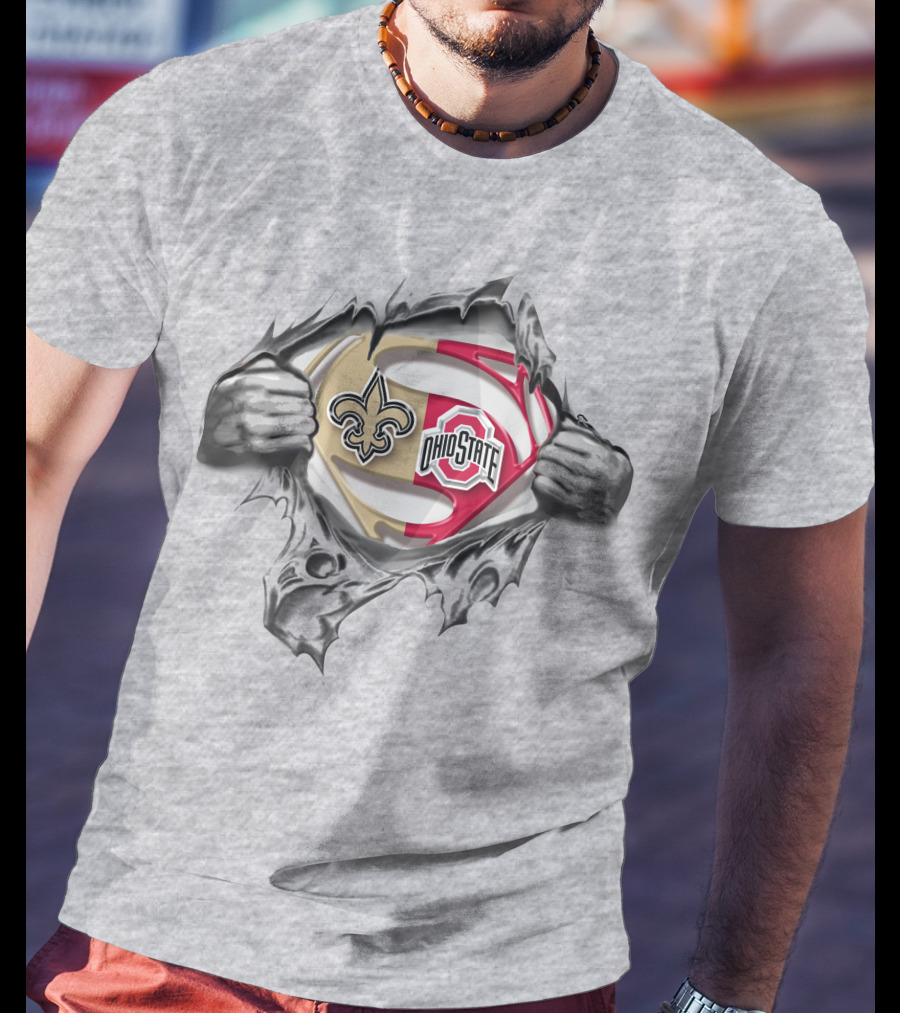 New Orleans Saints Ohio State Buckeyes Super Man T-Shirt