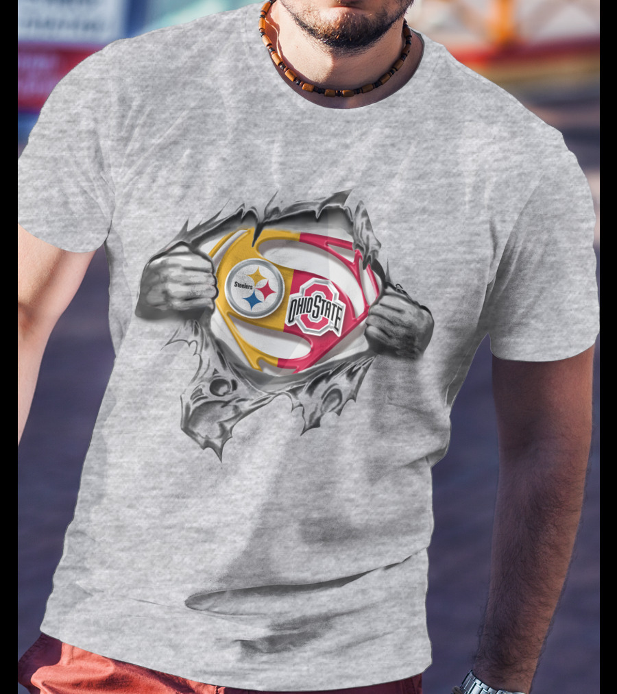 Pittsburgh Steelers Ohio State Buckeyes Superman Logo Mashup T-Shirt