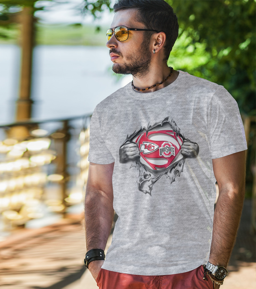 Kansas City Chiefs Ohio State Buckeyes Superman Logo Mashup T-Shirt