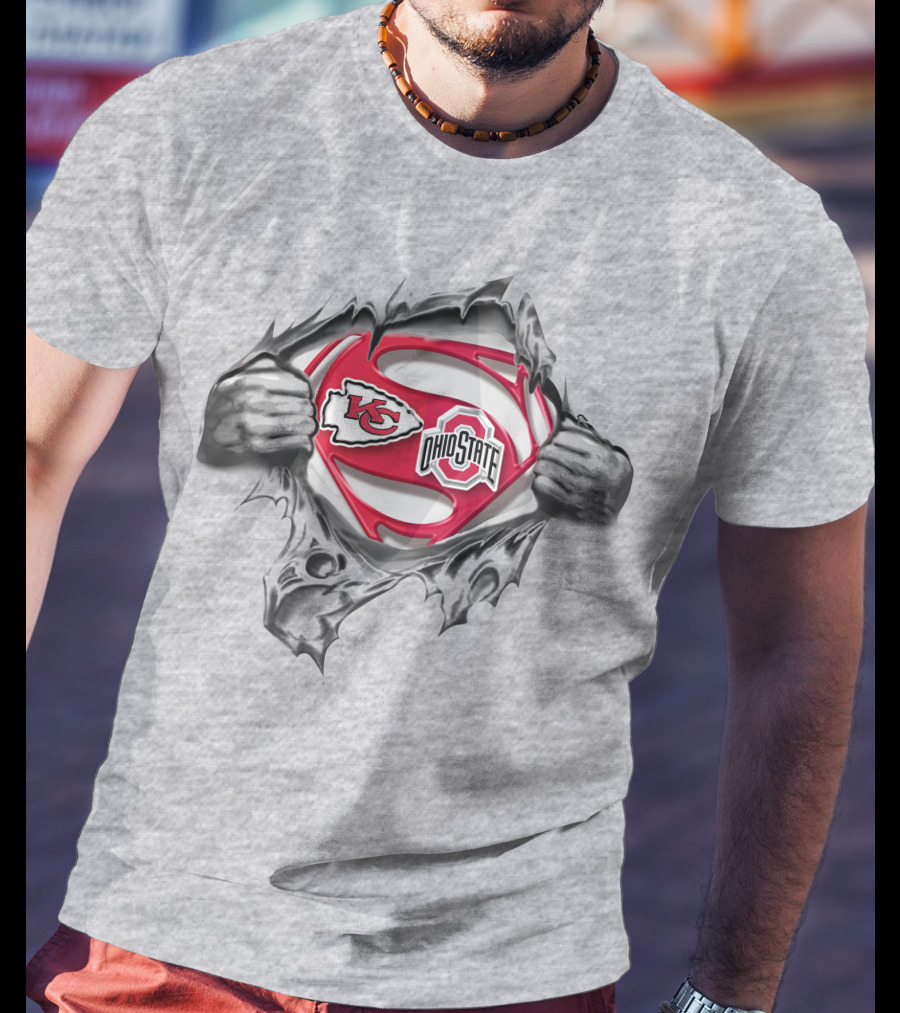 Kansas City Chiefs Ohio State Buckeyes Superman Logo Mashup T-Shirt