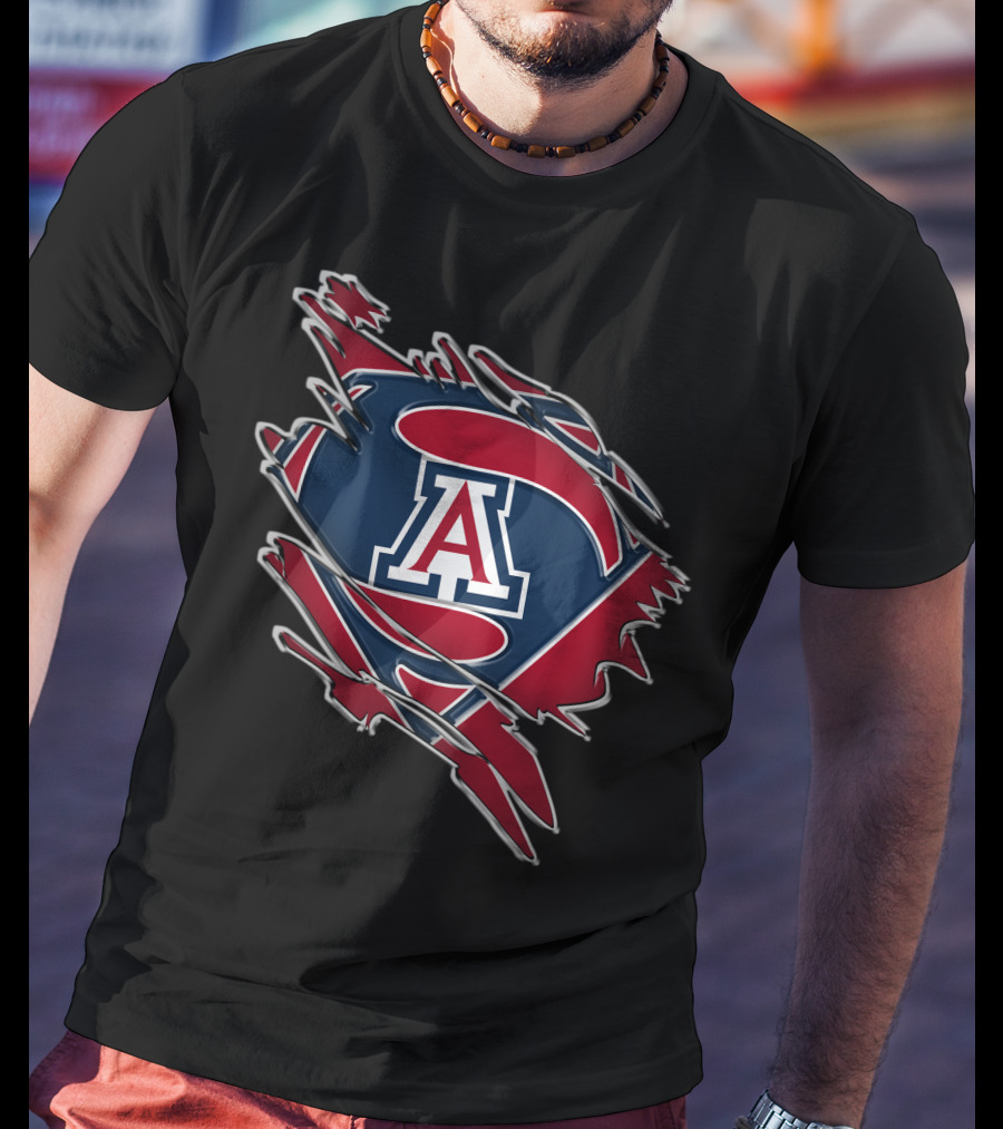 Arizona Wildcats Super Man Logo Emblem T-Shirt