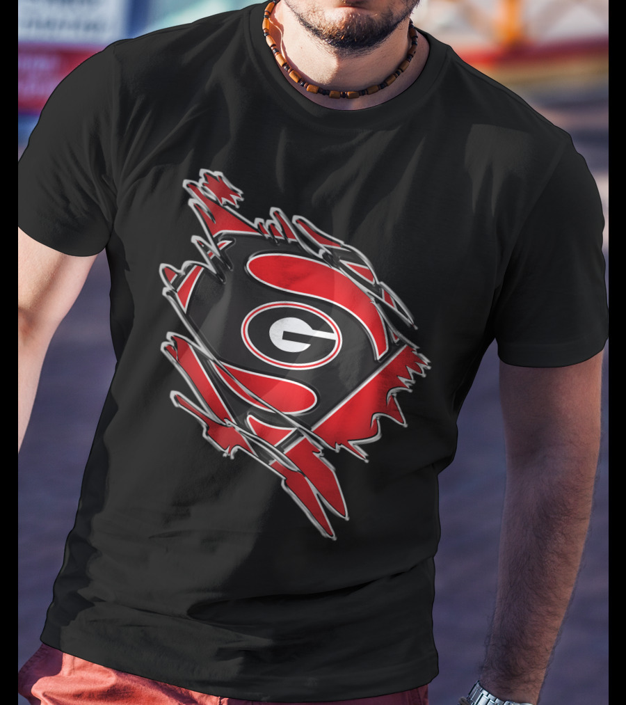 Georgia Bulldogs Superman Logo Fusion T-Shirt
