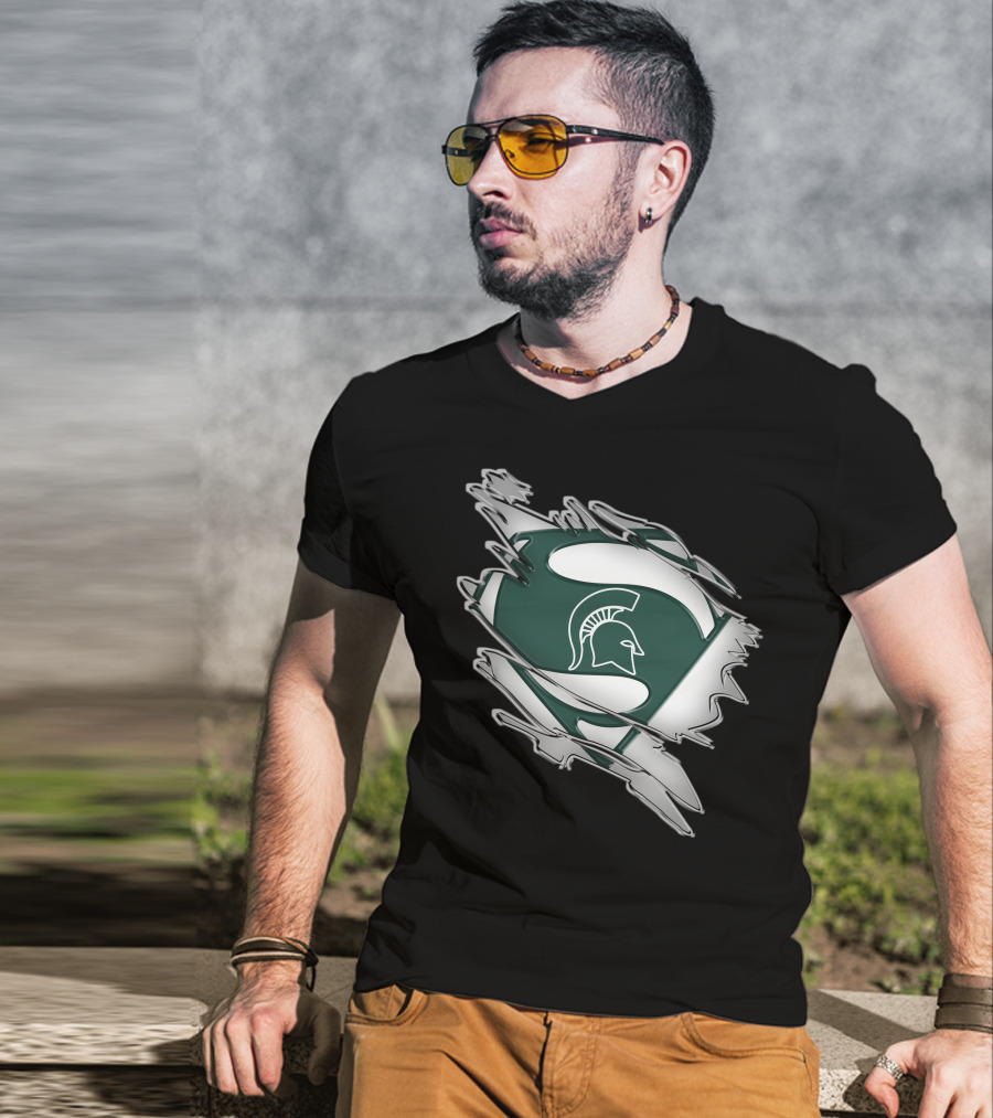 Michigan State Spartans Superman Logo Shield T-Shirt